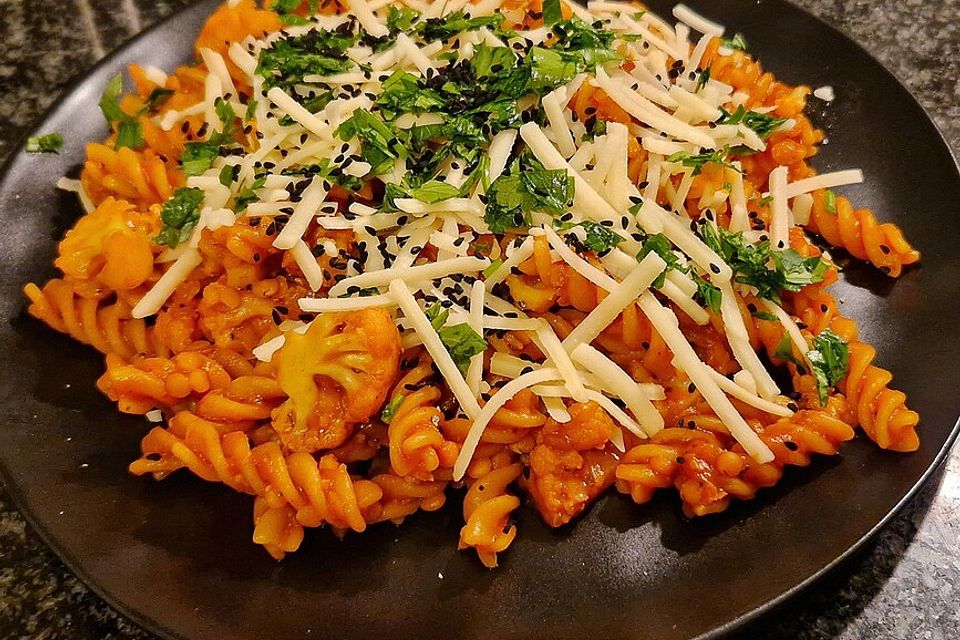 One-Pot-Pasta mit Blumenkohl und Linsen