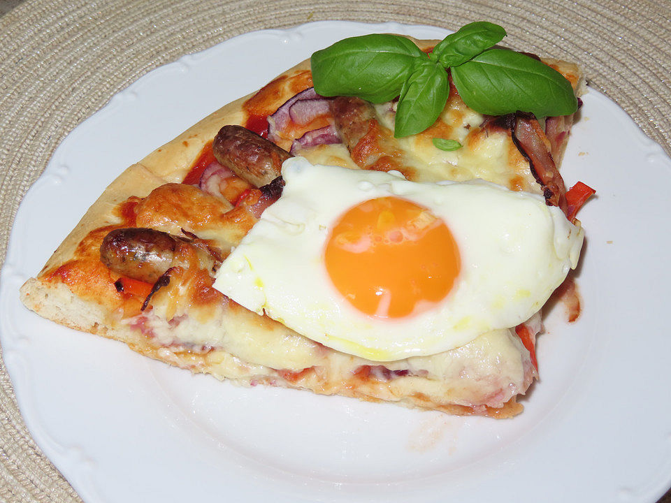 Frühstückspizza Mit Bacon Und Nürnberger Würstchen Von Watzfrau Chefkoch 