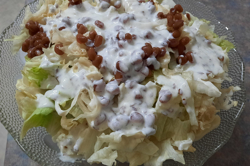 Chinakohl-Granatapfel-Salat mit Joghurt-Leinsamen-Dressing