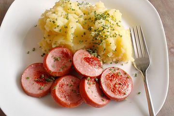Kartoffelstampf Mit Gebratener Fleischwurst A La Didi Von Dieterfreundt Chefkoch