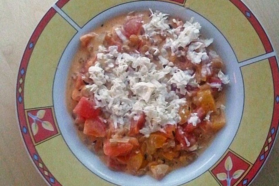 Dinkel mit Tomaten und Schafskäse