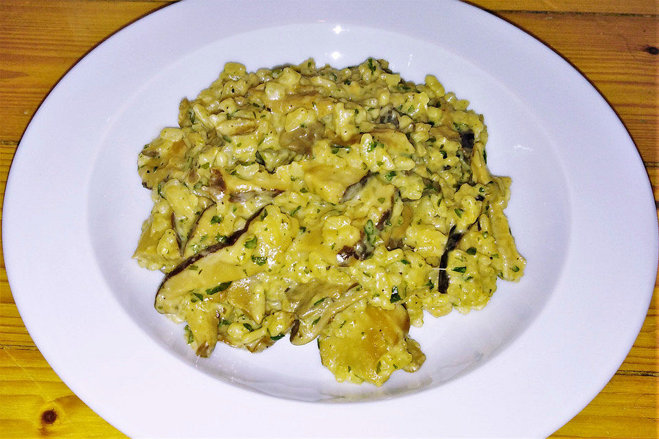 Risotto mit Champignons, Austern-, Shiitake- und Steinpilzen