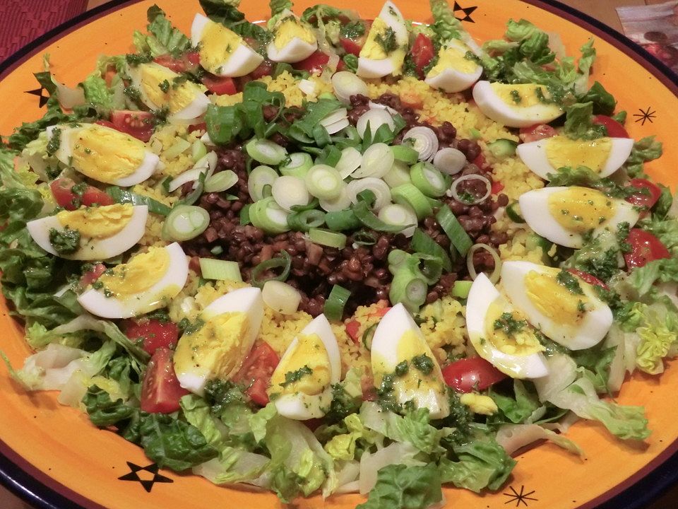 Bunte Bulgur-Linsen-Salatplatte von Xinon| Chefkoch