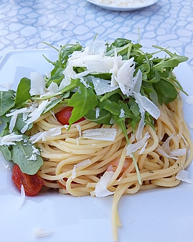 Knoblauch-Spaghetti mit Garnelen