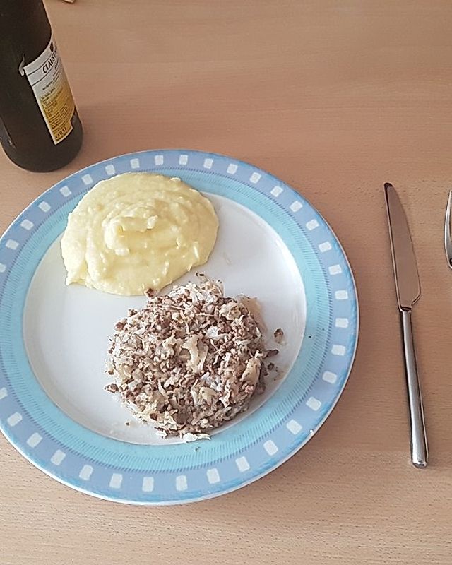Hackfleisch-Sauerkraut-Reis-Pfanne mit Kartoffelpüree