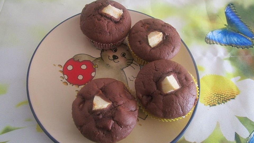 Glutenfreie Apfel-Schokomuffins mit Marzipan| Chefkoch