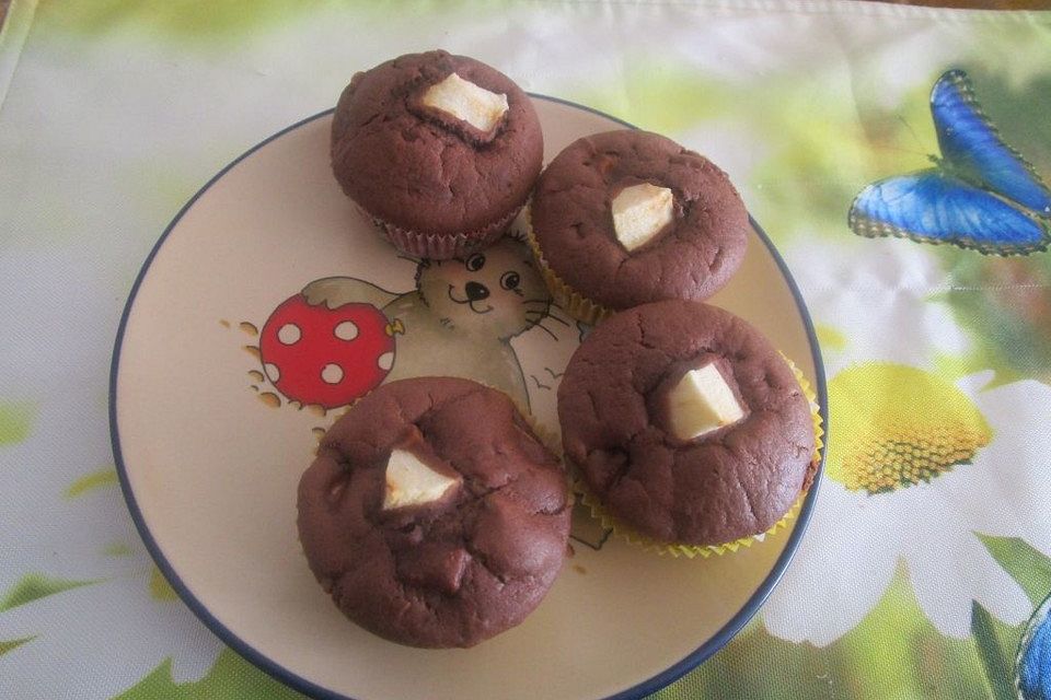 Glutenfreie Apfel-Schokomuffins mit Marzipan