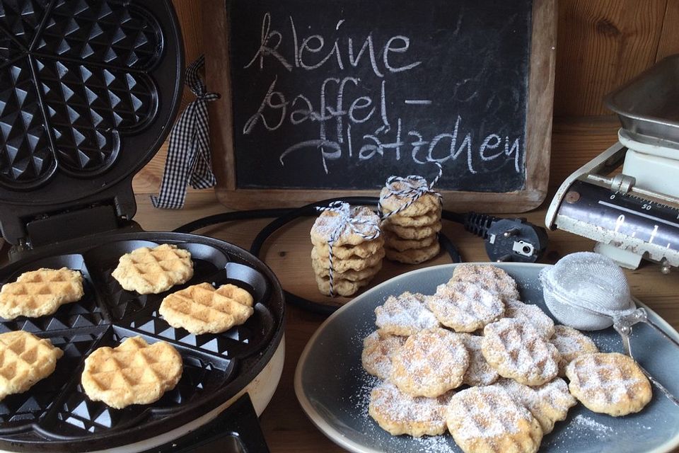 Kleine Waffelplätzchen aus dem Waffeleisen