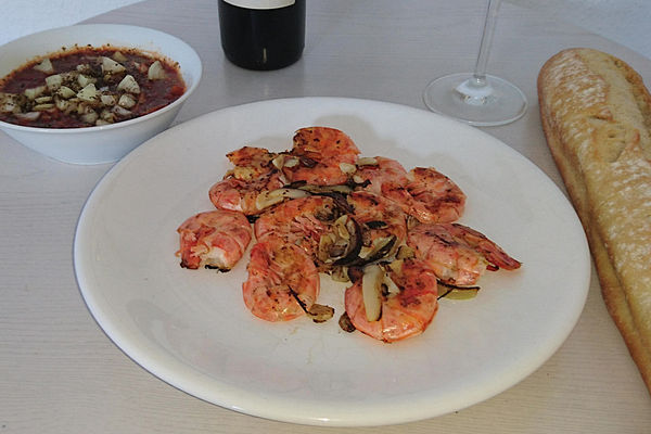 Argentinische Rotgarnelen mit Tomaten-Zwiebel-Salat von michaelmoon ...