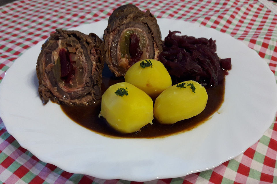 Rinderroulade in Rotweinsauce