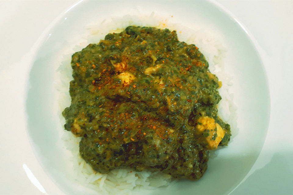 Chicken Palak mit Chili und Basmatireis