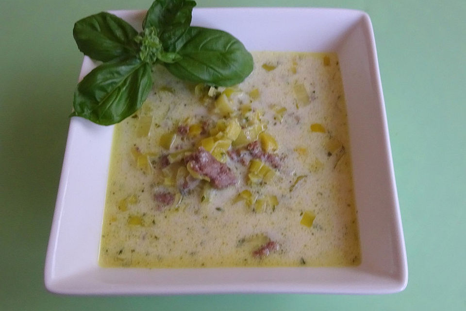 Mitternachtssuppe mit Hackfleisch und Porree