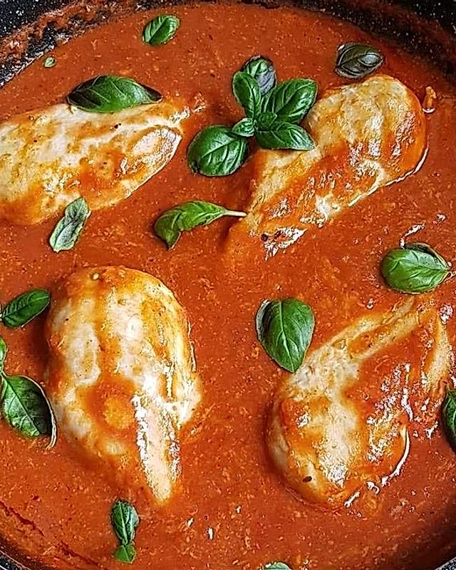 Hähnchen mit Tomaten-Parmesan-Soße