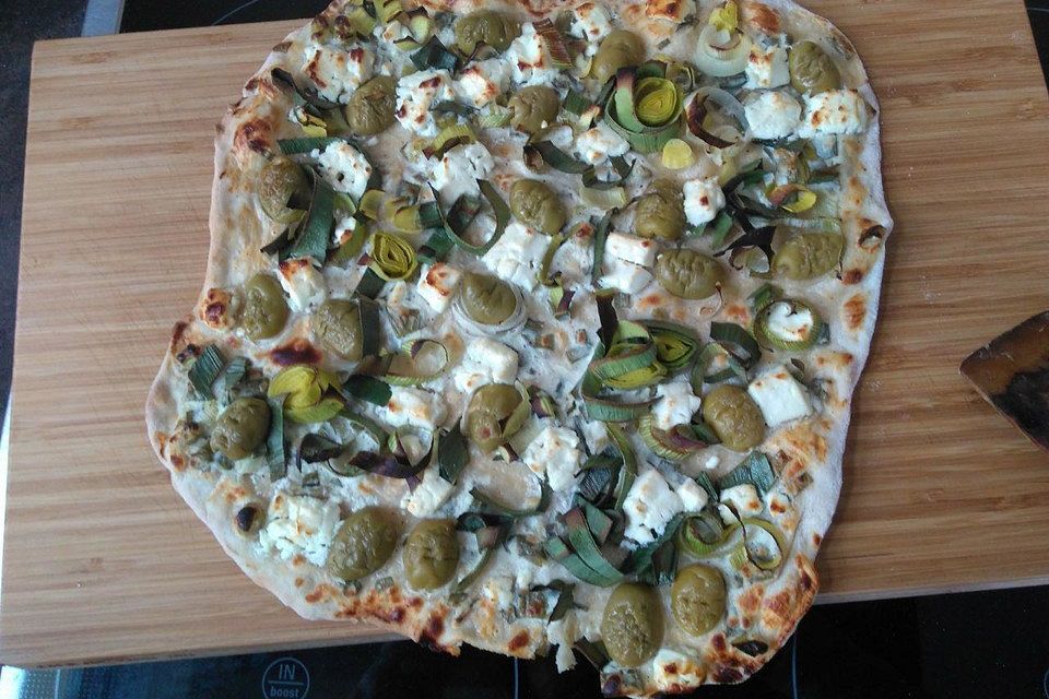 Lauch-Dinkel-Flammkuchen