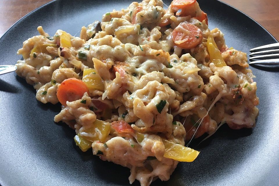 Käsespätzle-Gemüse-Auflauf