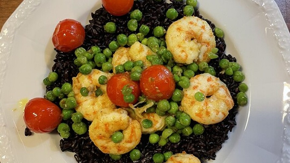 Schwarzer Reis mit Garnelen Schwarzer Reis mit Garnelen