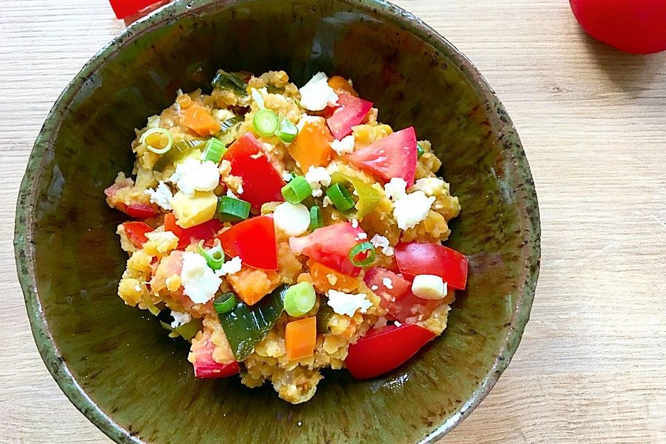 Rote Linsensalat mit Feta