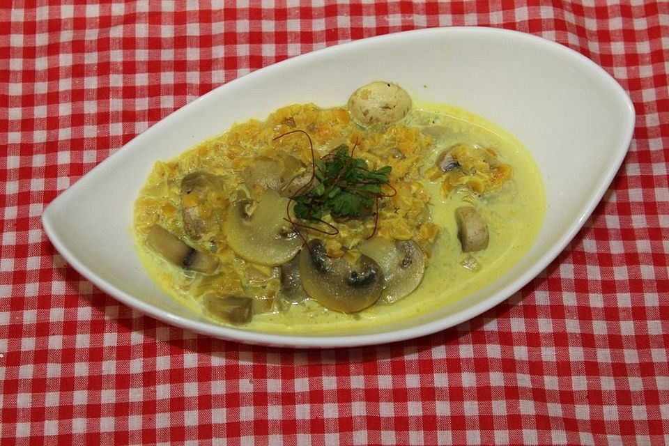 Pilz-Linsen-Pfanne in cremiger Sauce