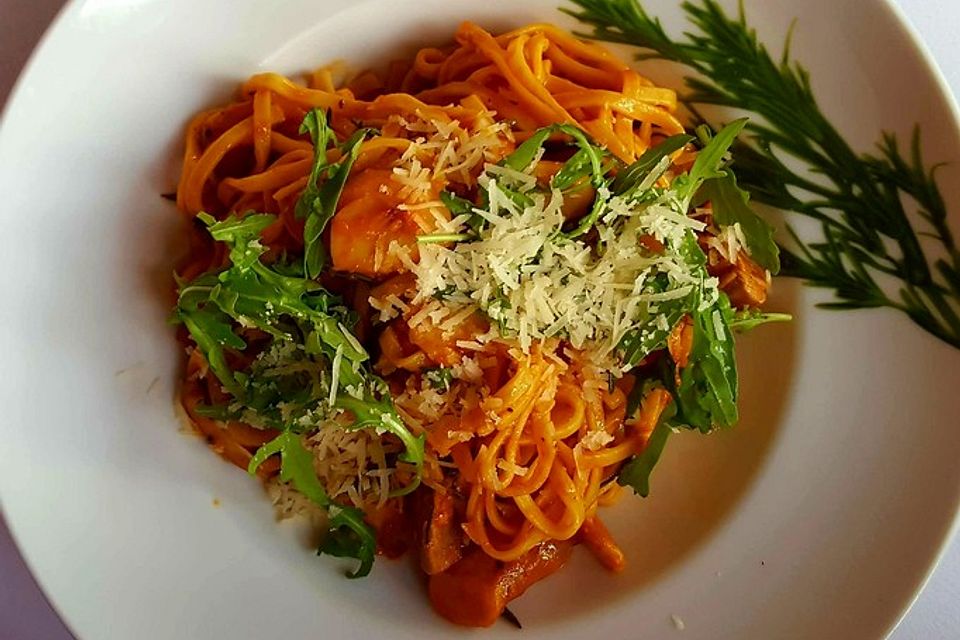 Linguine mit frischen Steinpilzen und Rucola