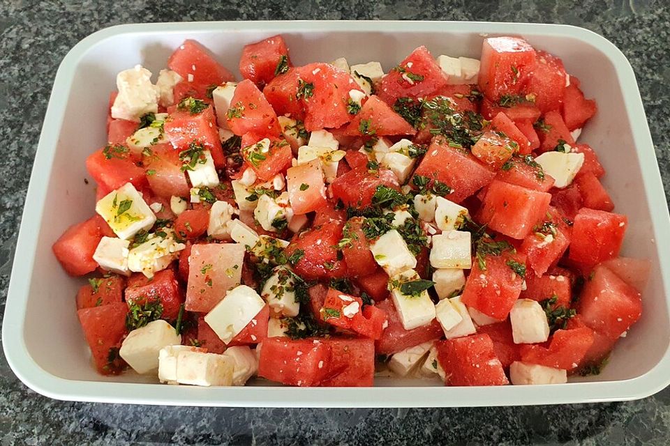 Melonensalat mit Fetakäse