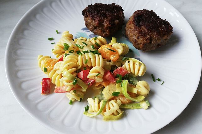 Nudelsalat mit Curry, Porree, Ananas und Mandarinen von C-P| Chefkoch