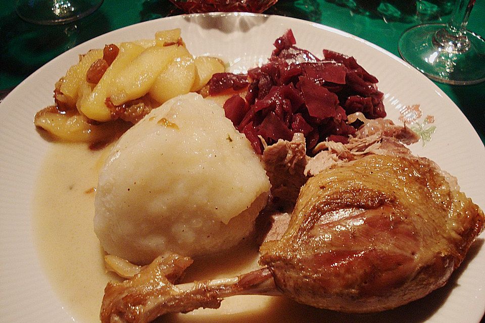 Ente mit Calvados - Äpfeln