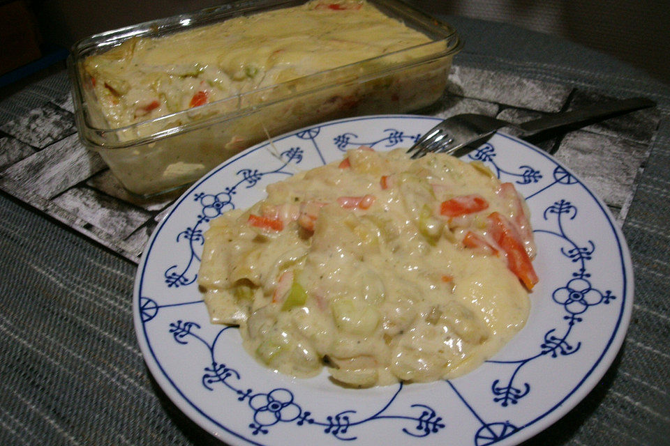 Fenchel-Karotten-Lauch-Lasagne