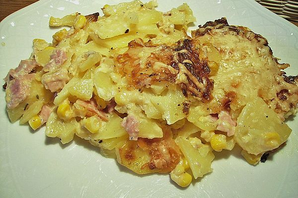 Käsekartoffelauflauf mit Mais von Schwalbe | Chefkoch