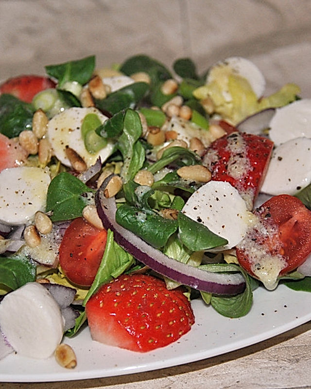 Mozzarella-Sommersalat mit Erdbeeren
