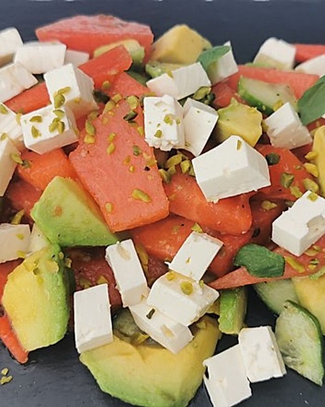 Wassermelonen-Avocado-Salat mit Feta
