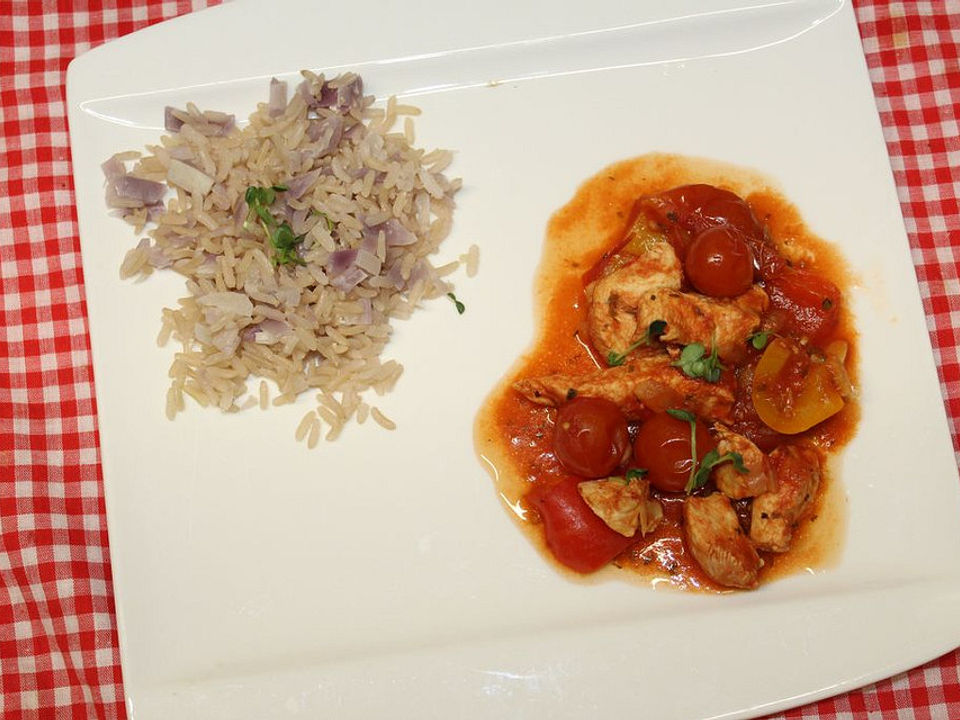 Hühnchen-Paprika-Pfanne mit Kirschtomaten von KathrinOssig | Chefkoch