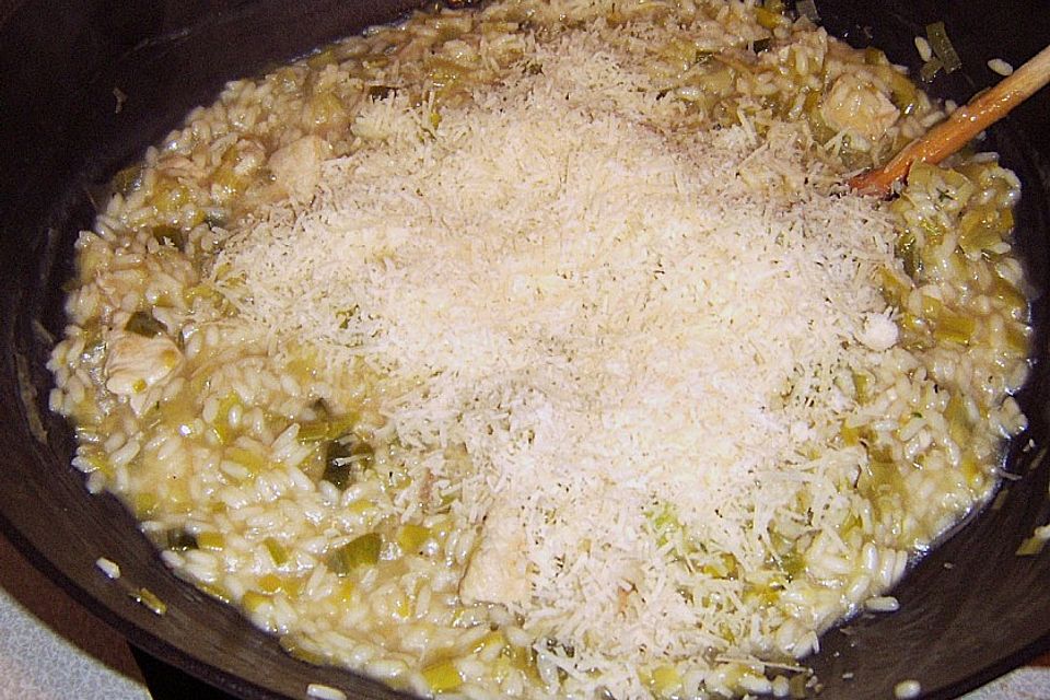 Risotto mit Huhn und Porree