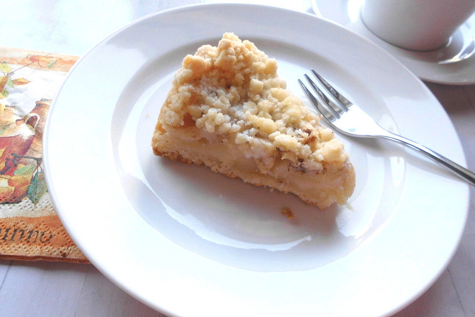 Apfel-Streuselkuchen ohne Ei vom Blech