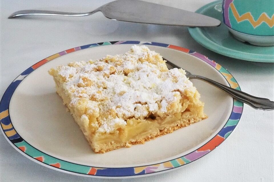 Apfel-Streuselkuchen ohne Ei vom Blech