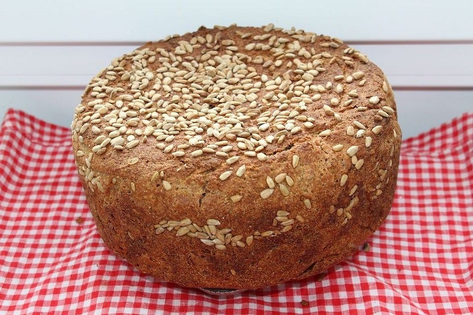 Dinkel-Weizen-Emmer-Hafer-Vollkornbrot mit Sauerteig und Kefi