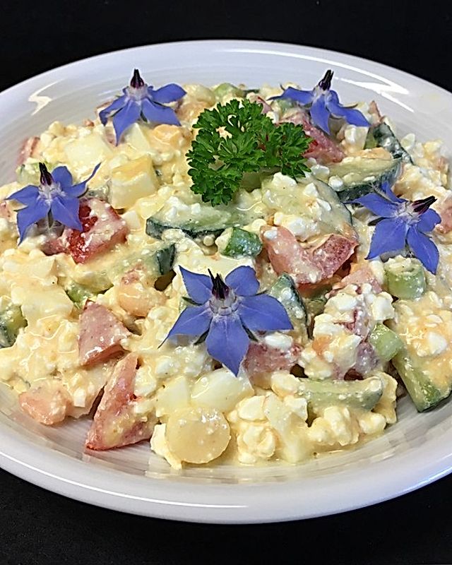 Bunter Frischkäse-Eier-Salat