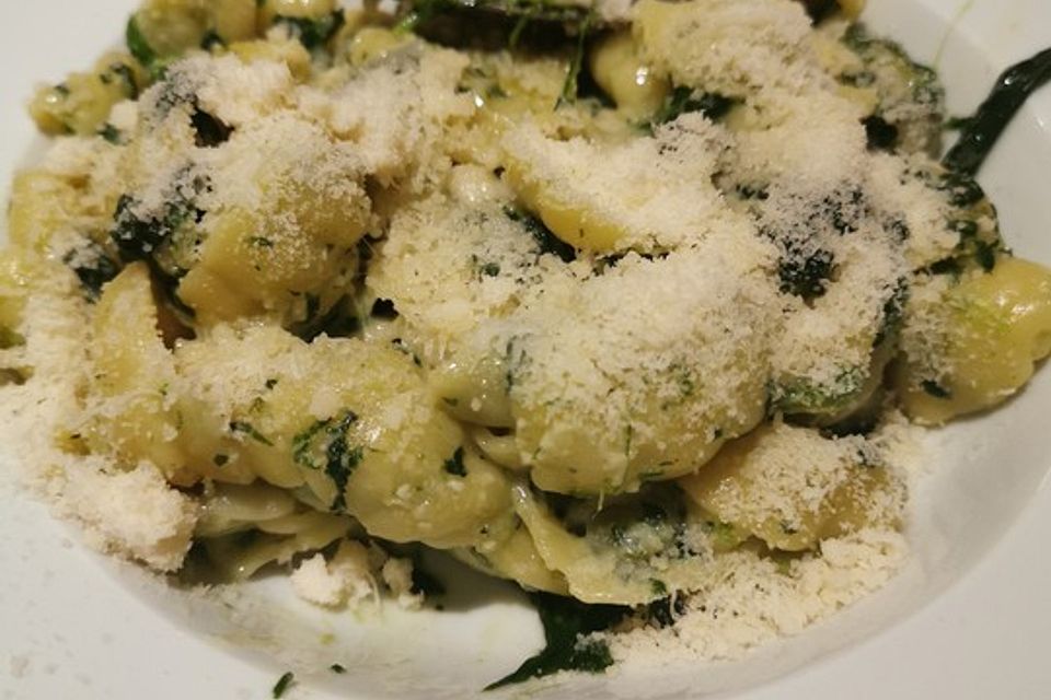 One Pot Pasta mit Blattspinat One Pot Pasta mit Blattspinat