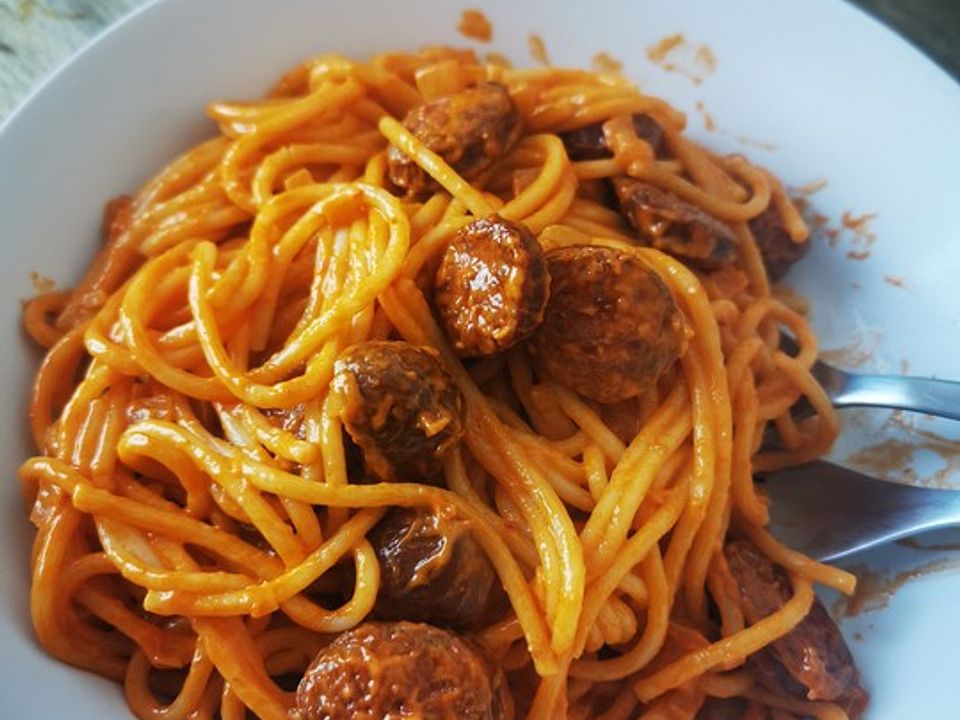 Spaghetti mit Chorizo-Sahne-Soße von Funnyreloaded| Chefkoch