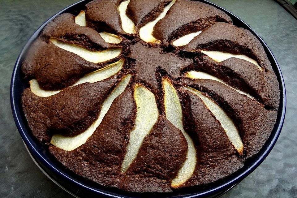 Schoko-Birnenkuchen mit Ingwer