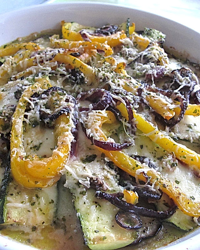 Parmigiana mit Zucchini und Paprika