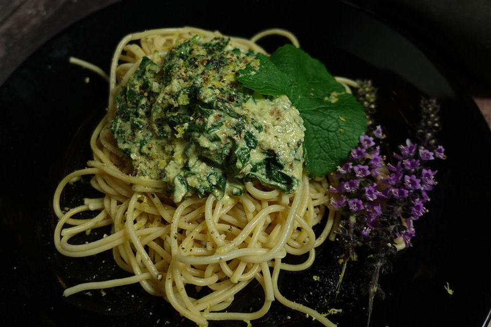 Spaghetti mit Knoblauchsrauke