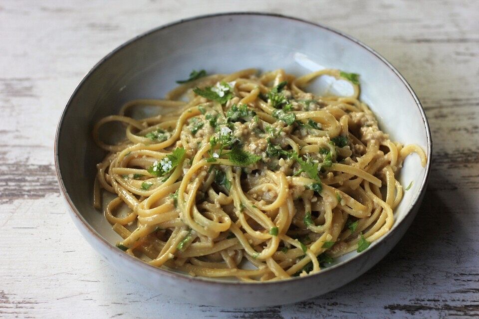 Spaghetti mit Knoblauchsrauke