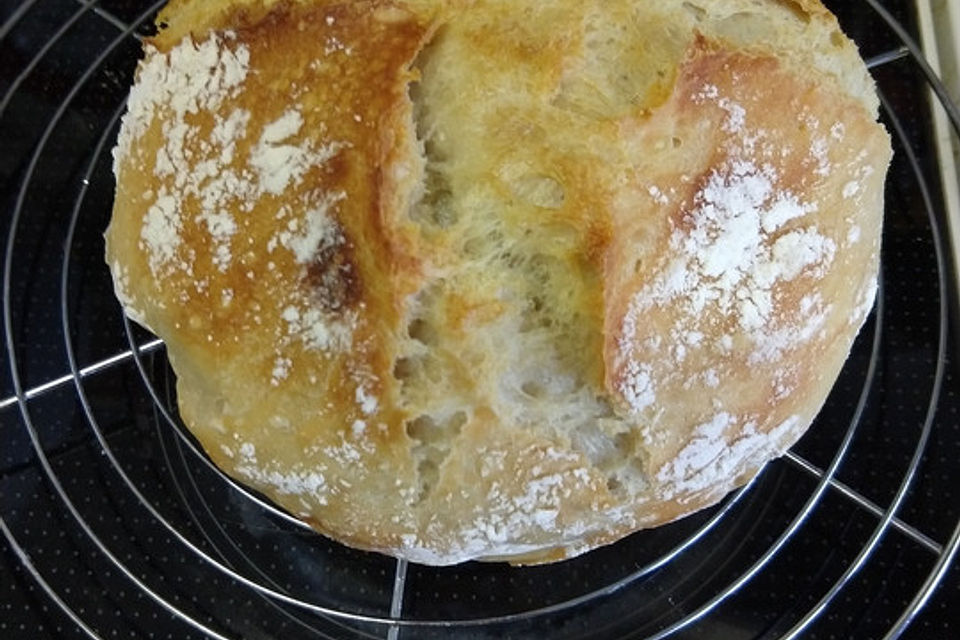 Brot ohne Kneten im Römertopf - no knead bread