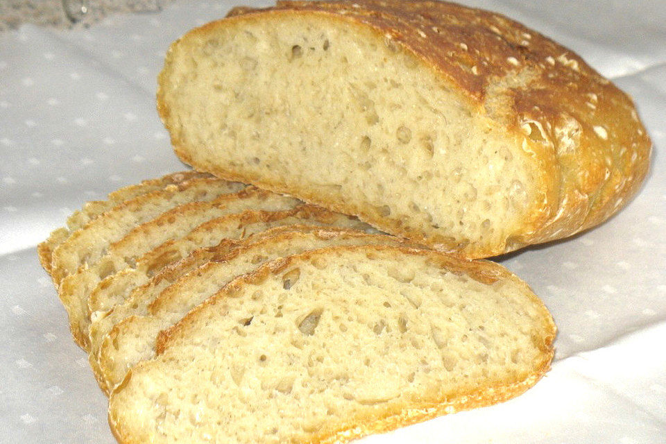 Brot ohne Kneten im Römertopf - no knead bread