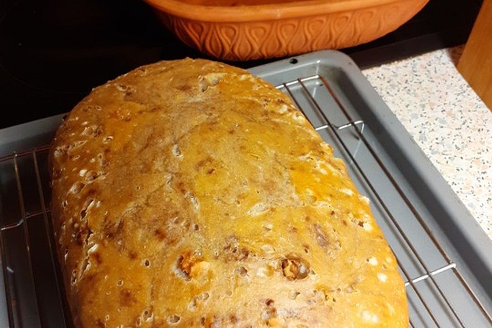 Brot ohne Kneten im Römertopf - no knead bread