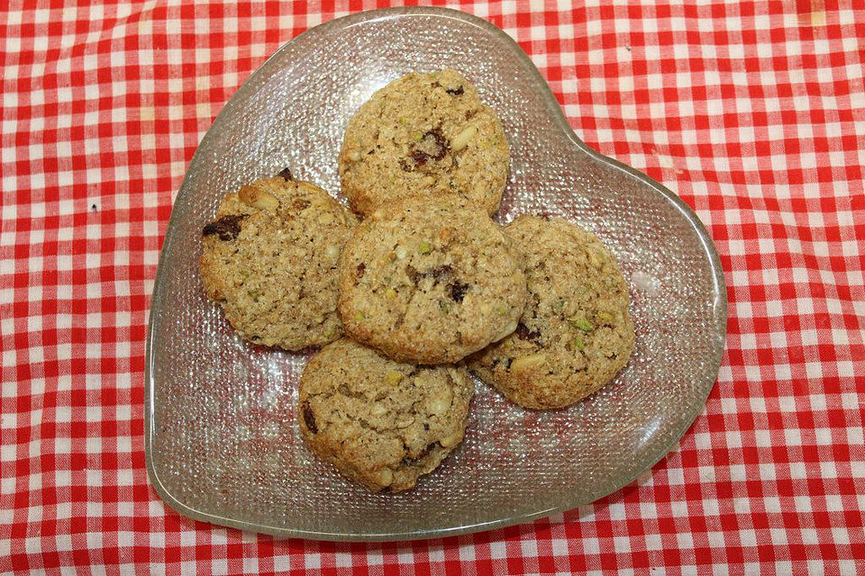 Vegane Cranberry Cookies mit Pistazien