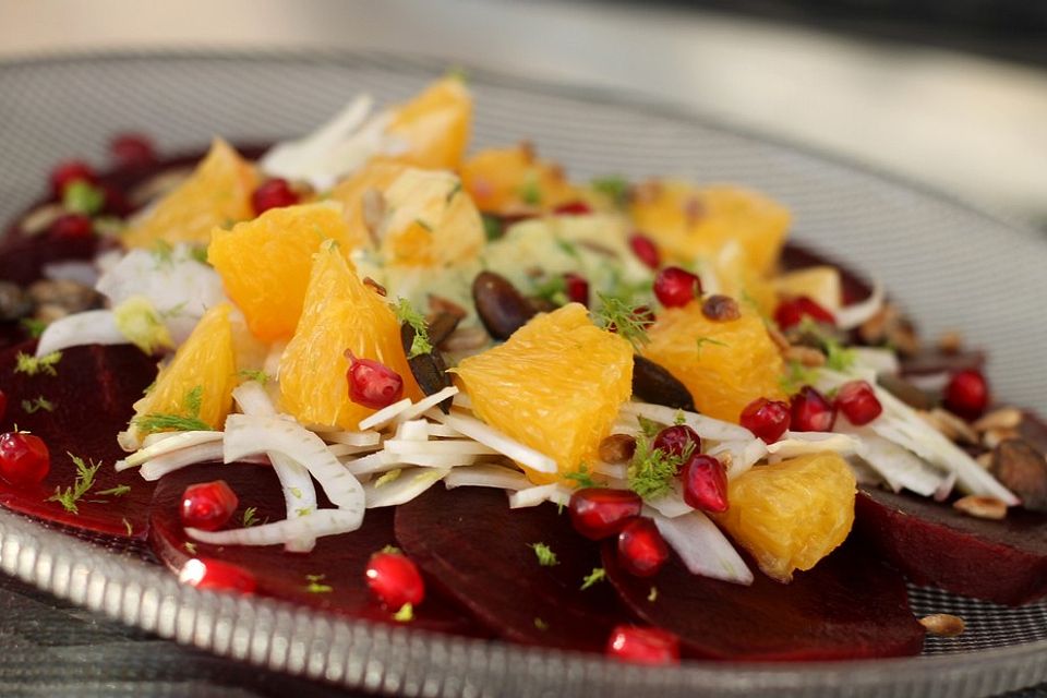 Rote Bete-Salat mit Orange und Fenchel ohne Öl