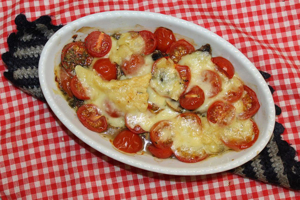 Überbackenes Tomaten-Champignon-Carpaccio