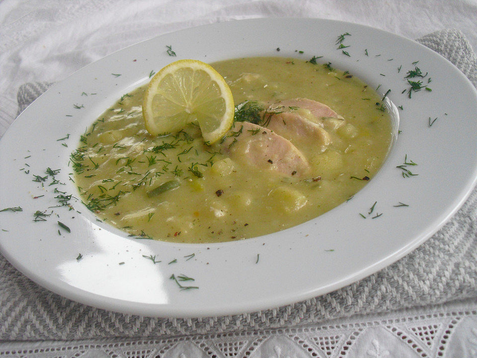 Kartoffel-Porree-Suppe mit Wildlachs von nudelmary| Chefkoch