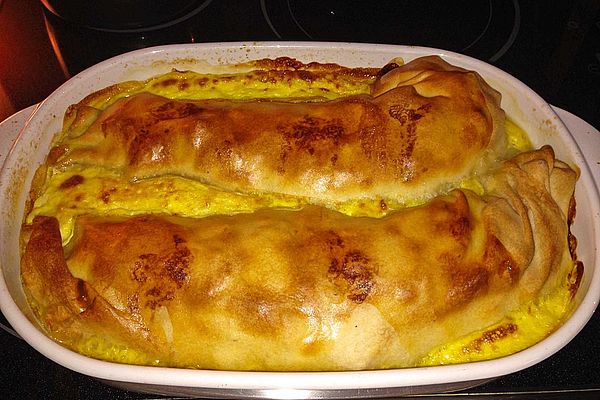 Rolling out the strudel dough